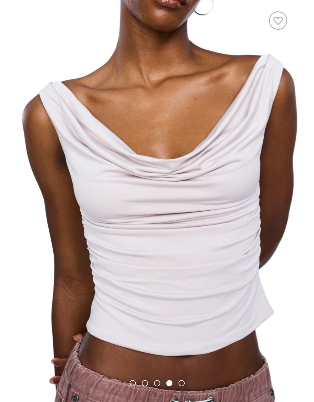 NIA Phoebe Top Abalone Cowl Neck Ruched Tank Size Medium Minimalist Revolve